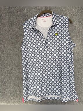 Magnolia Lane Tech women’s Masters Blue Quarter-Zip Sleeveless Polo Shirt size L